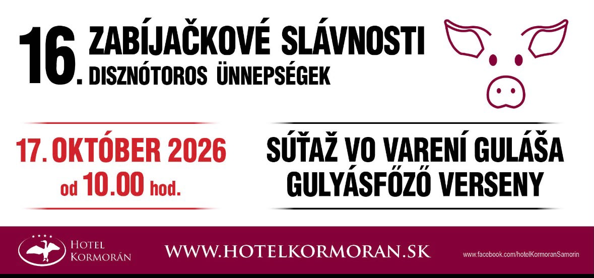16. Zabíjačkové slávnosti – Súťaž vo varení guláša, 17. október 2026 od 10.00 hod.